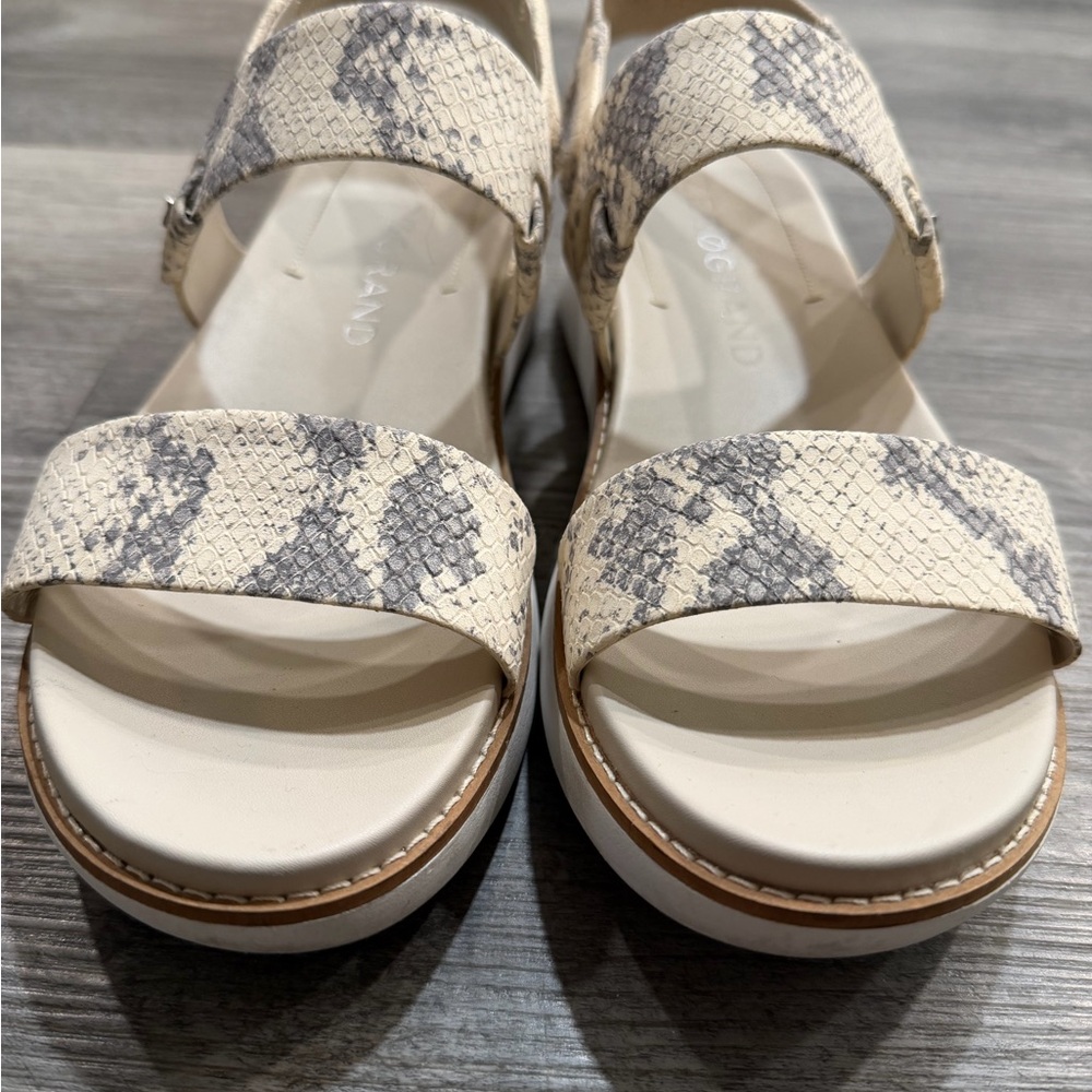Cole Haan Zerogrand Double Band Cream and Gray Snake Print Sandals - Picture 9 of 14
